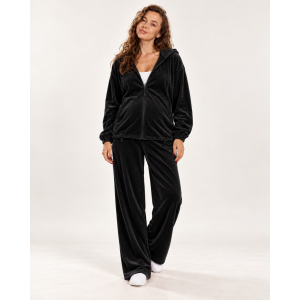 Велюровый костюм для беременных Happy Nenia с капюшоном и регулировкой, S–2XL Черный